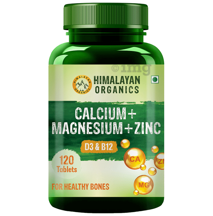 Himalayan Organics Calcium + Magnesium + Zinc | With Vitamin D3 & B12 for Healthy Bones | Tablet