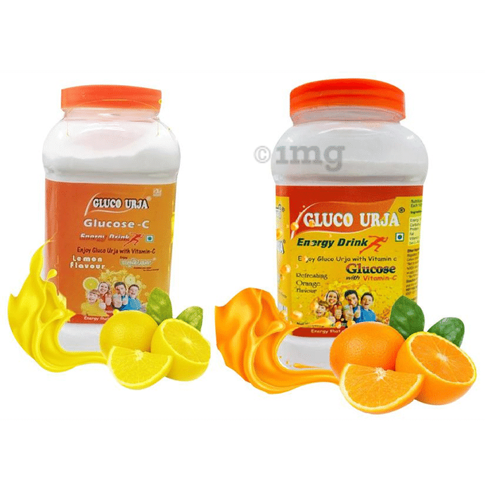 Om Biotec Combo Pack of Gluco Urja Glucose-C Lemon Flavour & Gluco Urja Glucose with Vitamin C Refreshing Orange Flavour (500gm Each)