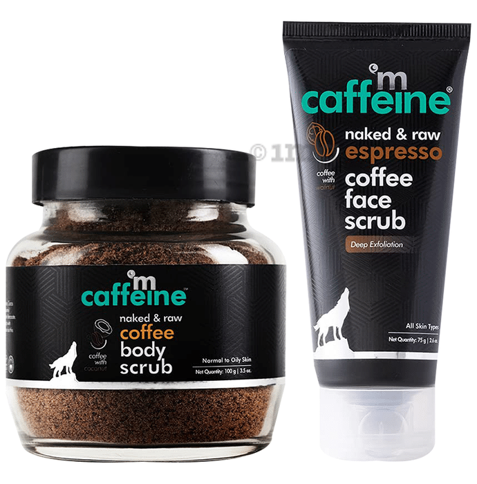 mCaffeine Combo Pack of Coffee Body Scrub (100gm) & Espresso Coffee Face Scrub Duo (75gm)