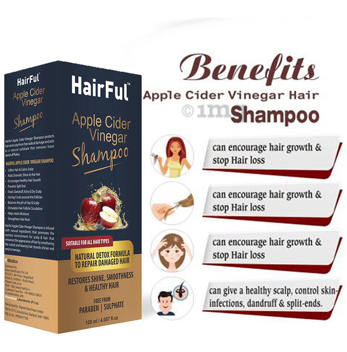 HairFul Apple Cider Vinegar Shampoo: Buy bottle of 120 ml Shampoo at best  price in India | 1mg