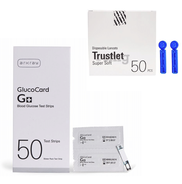 Arkray Combo Pack of Glucocard G+ Blood Glucose Monitor 50 Test Strip & 50 Lancet