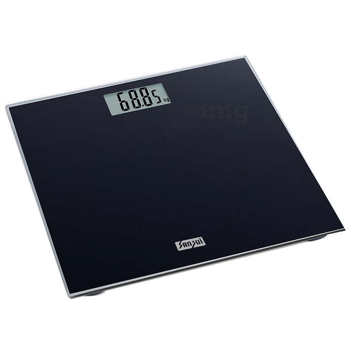 Sansui Personal Weighing Scale & Bathroom Weight Machine with Large LCD Display 180kg Black