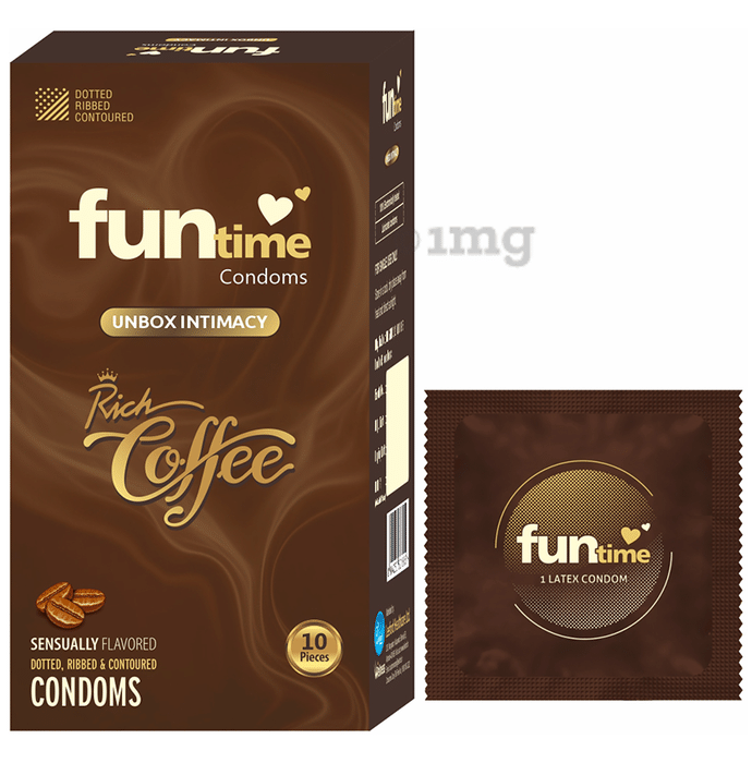 Funtime Dotted, Ribbed & Contoured Condom Rich Coffee