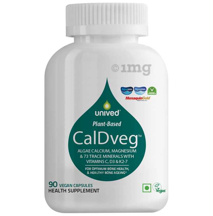 Unived Caldveg Algae Calcium Magnesium & 73 Trace Minerals with Vitamin C, D3 & K2-7 Capsule