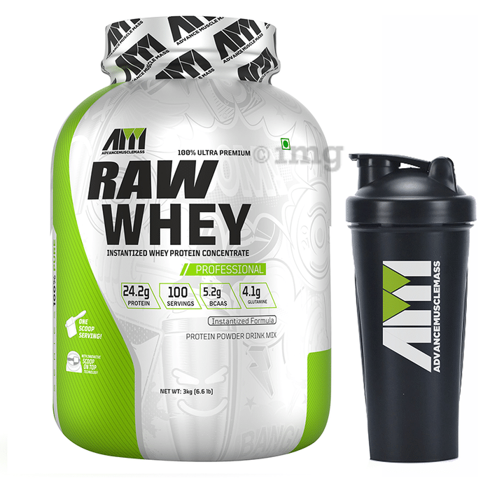 Advance MuscleMass 100% Ultra Premium Raw Whey Protein Concentrate with Shaker 700ml