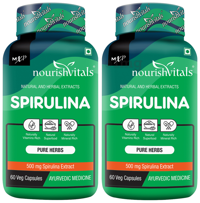 NourishVitals Spirulina 500mg Veg Capsule (60 Each)