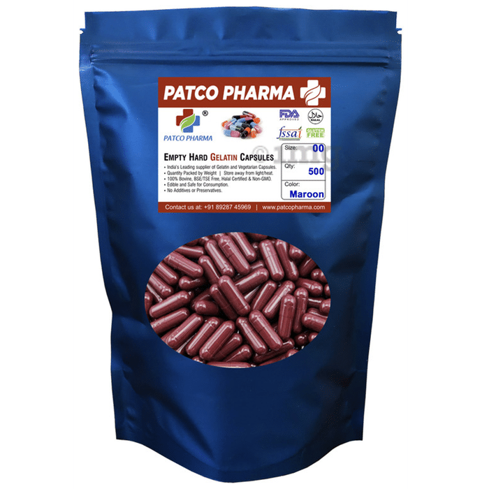 Patco Pharma Empty Hard Gelatin Capsule Size 00 Maroon