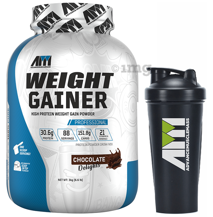 Advance MuscleMass Weight Gainer Powder Chocolate Delight with Shaker 700ml