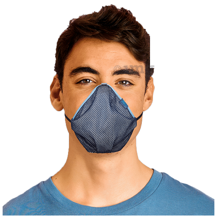 3bo Small Deltoid Turbo Face Mask in Navy Mesh with Blue, Grey & Navy Binding