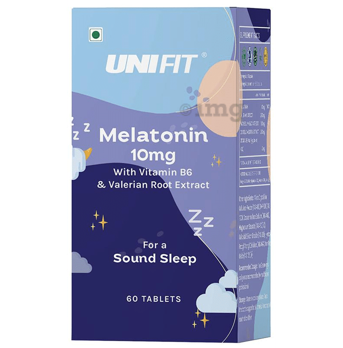 Unifit Melatonin 10mg Tablet with Vitamin B6 & Valerian Root Extract for Sound Sleep (60 Each)