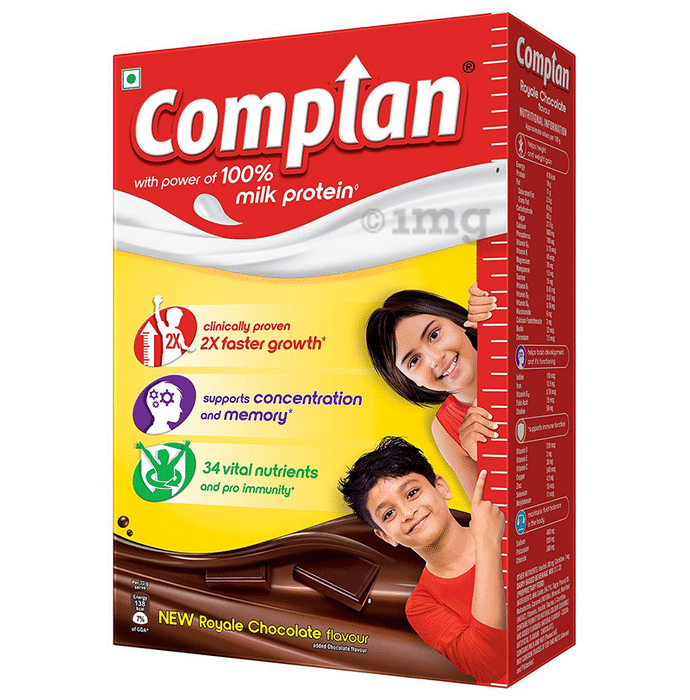 Complan 100% Milk Protein for Concentration, Memory & Growth | Flavour Royale Chocolate Refill