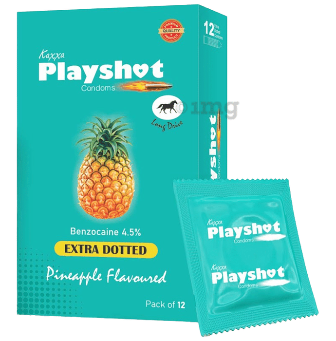 Kaxxa Playshot Extra Dotted Condom Pineapple