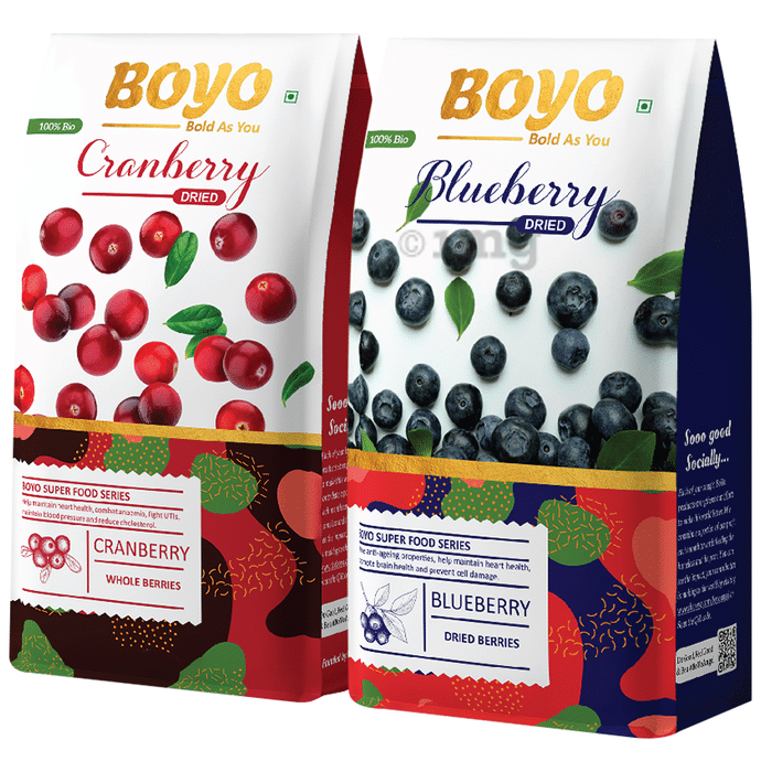 Boyo Combo Pack of Cranberry Dried (200gm) & Blueberry Dried (150gm)