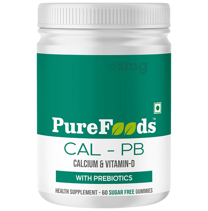 PureFoods Calcium -PB Gummies with Vitamin D & Prebiotics Mango Gluten and Sugar Free
