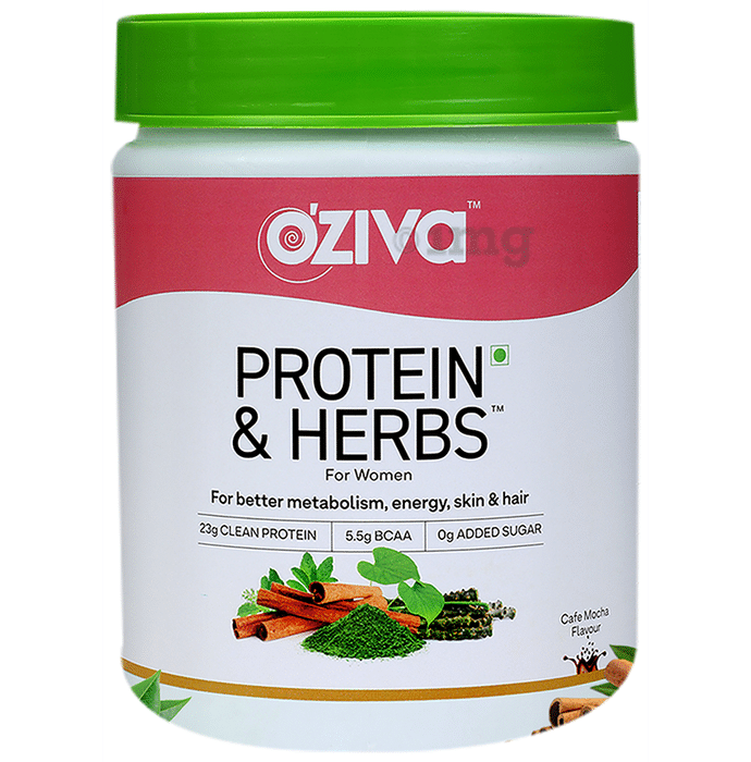Oziva Protein & Herbs Whey Protein | For Metabolism, Energy, Skin & Hair | For Women| Flavour Cafe Mocha
