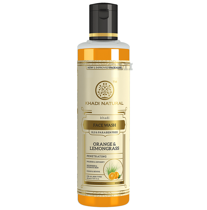 Khadi Naturals Ayurvedic Face Wash  Orange & Lemongrass SLS & Paraben Free