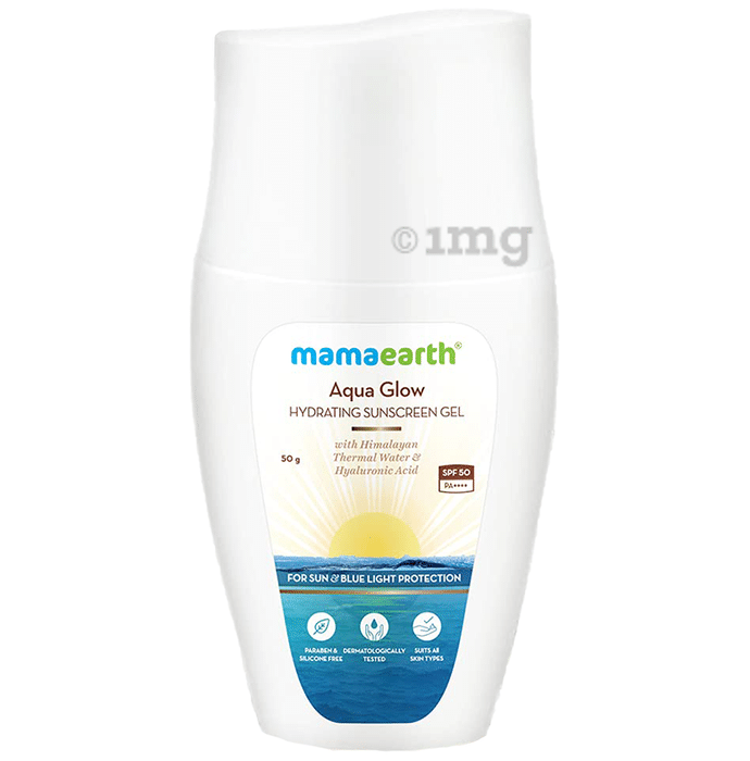 Mamaearth Aqua Glow Hydrating Sunscreen Gel with Hyaluronic Acid & Aloe Vera |  SPF 50 PA++++