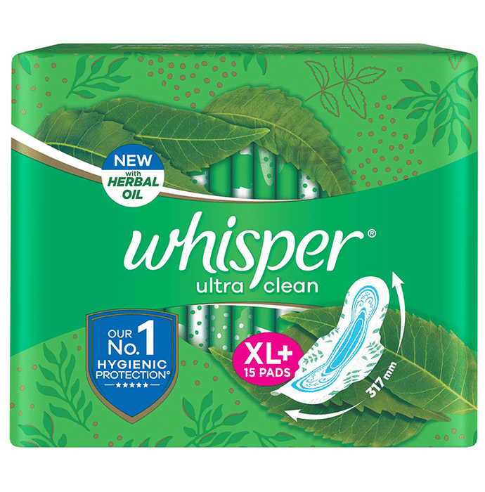Whisper Ultra Clean with Herbal Oil Sanitary Pads XL+