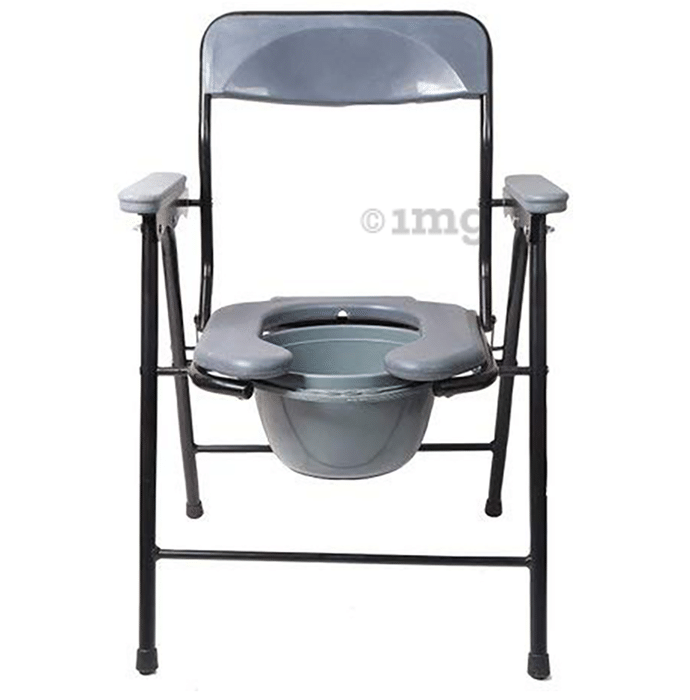 Fidelis Healthcare CC2 Portable Foldable Commode Chair & Bathing Chair with Armrest and Backrest with Pot U Shape