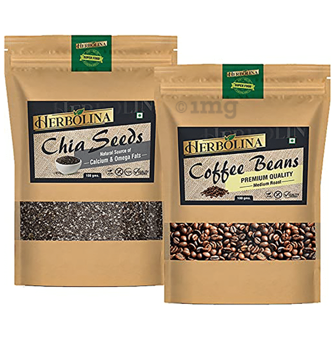 Herbolina Combo Pack of Chia Seeds & Coffee Beans (100gm Each)