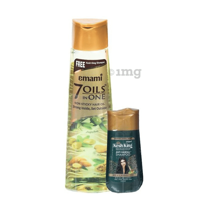 Emami 7 Oils in One Non Sticky Hair Oil with Kesh King Anti-Hairfall Shampoo 50ml Free