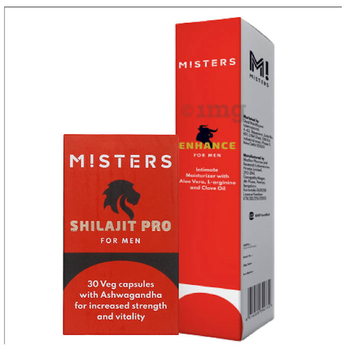 Misters Combo Pack of Shilajit Pro For Men 30 Veg Capsule & Enhance For Men Intimate Moisturizer 50gm