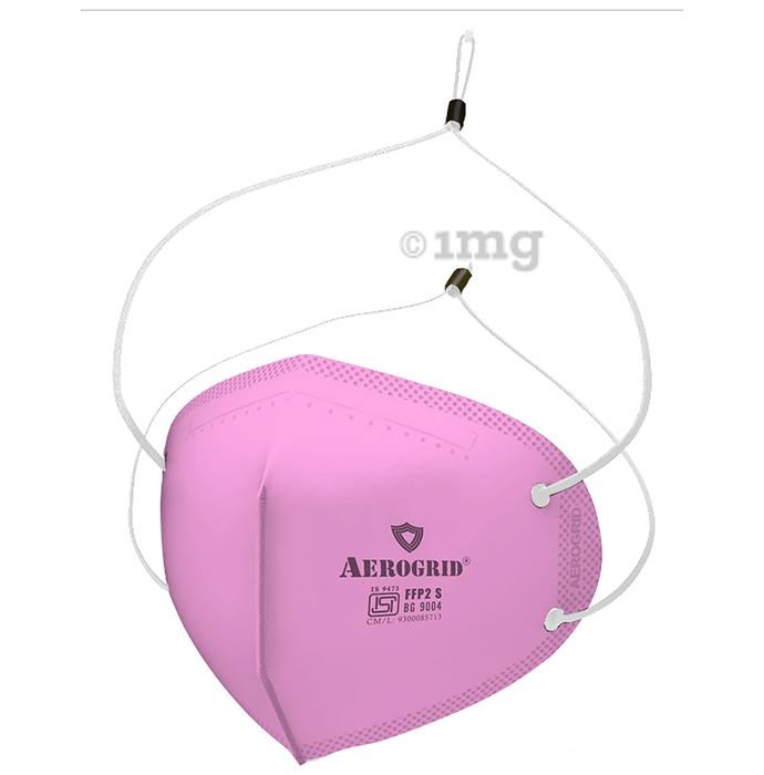 Aerogrid FFP2 BIS Certified 5 Layer N95 Mask Pink with Adjustable White Head Loop