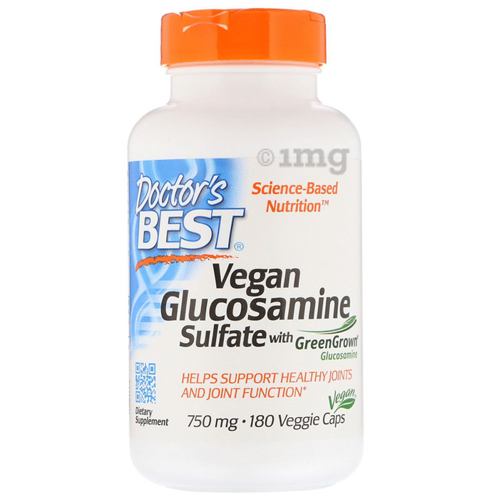 Doctor's Best Vegan Glucosamine Sulfate with GreenGrown Glucosamine 750mg Veggie Caps |  For Healthy Joints