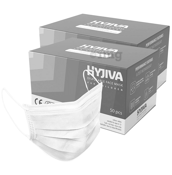 Hyjiva 3 Ply Disposable Face Mask for Children (50 Each) White