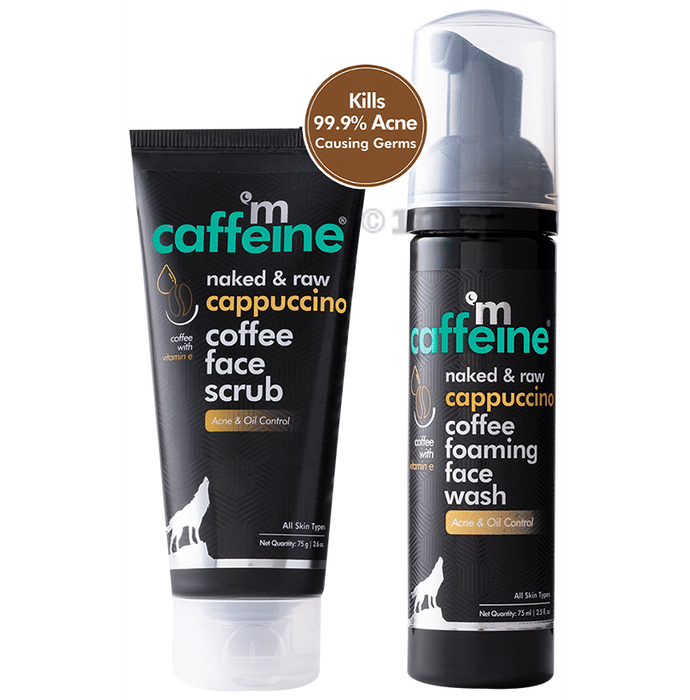mCaffeine Combo Pack of Cappuccino Coffee Face Scrub (75gm) & Cappuccino Coffee Foaming Face Wash (75ml)