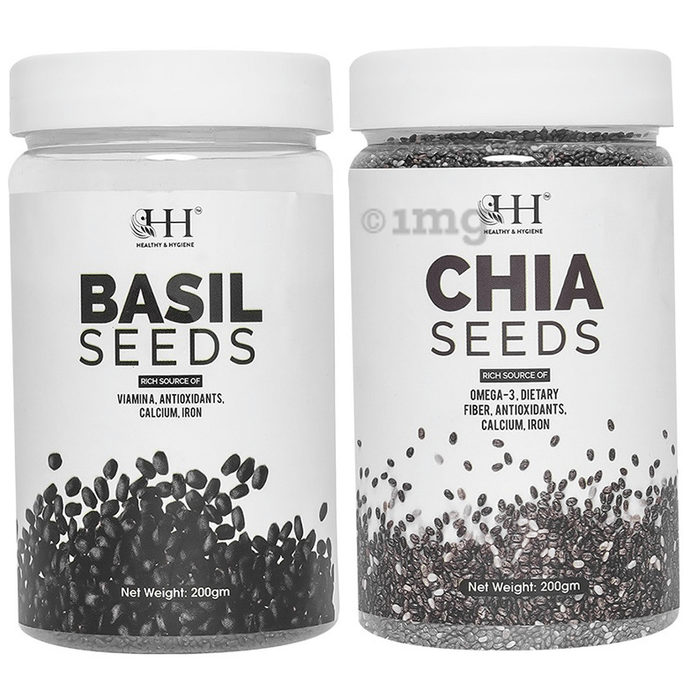 Healthy & Hygiene Combo Pack of Basil Seeds & Chia Seeds (200gm Each)