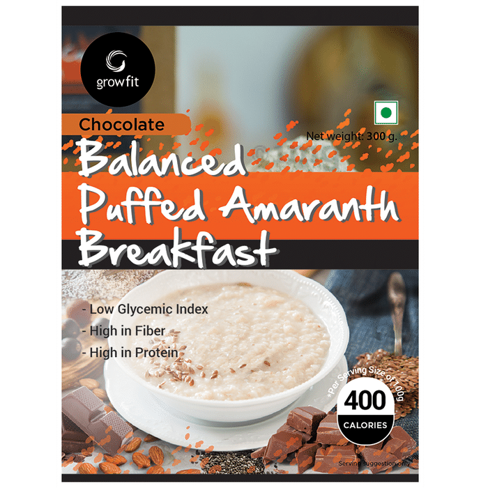 Growfit Balanced Puffed Amaranth Breakfast Cereal Chocolate