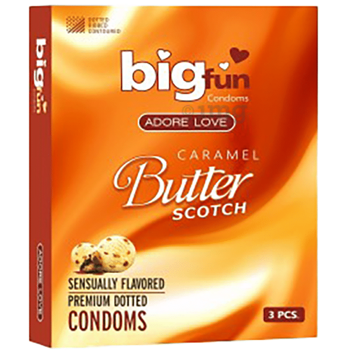 Bigfun Dotted, Ribbed & Contoured Condom Caramel Butter Scotch