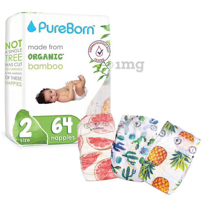 PureBorn Printed Nappies Size 2