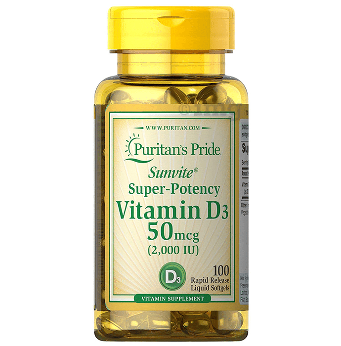 Puritan's Pride Sunvite Super-Potency Vitamin D3 50mcg (2000IU) Rapid Release Liquid Softgel