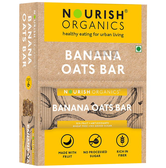 Nourish Organics Organics Oats Bar (30gm Each) Choco Oats-Organic, High Fibre-Made with Seeds, Dry Fruits Banana Oats