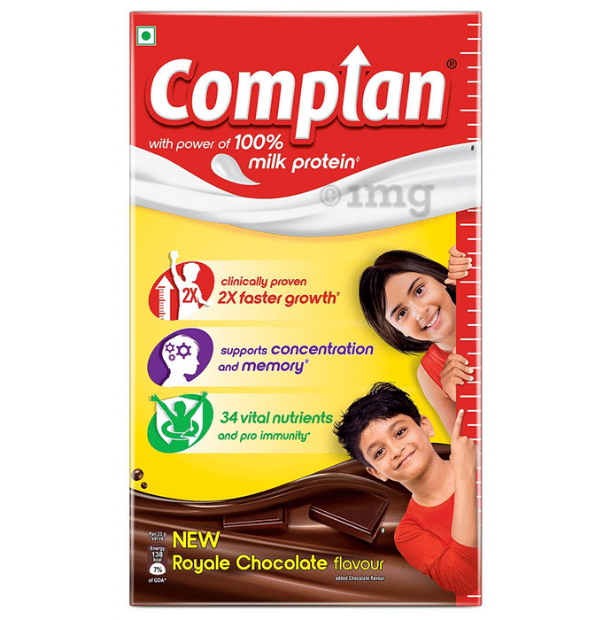 Complan Nutrition and Health Drink | 100% Milk Protein for Concentration, Memory & Growth | Flavour Royale Chocolate Refill