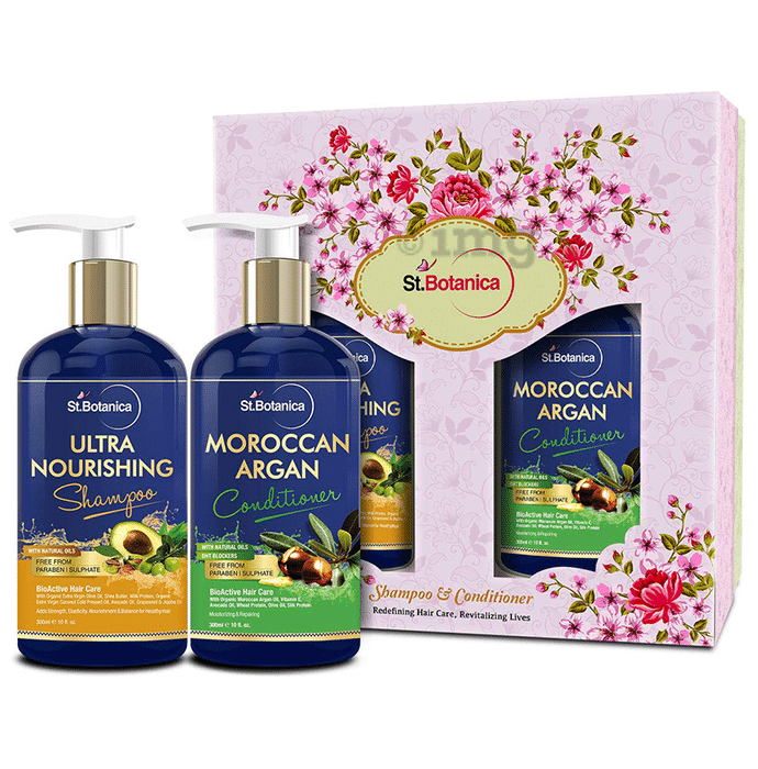 St.Botanica Combo Pack of Moroccan Argan Ultra Nourishing Shampoo & Moroccan Argan Conditioner (300ml Each)