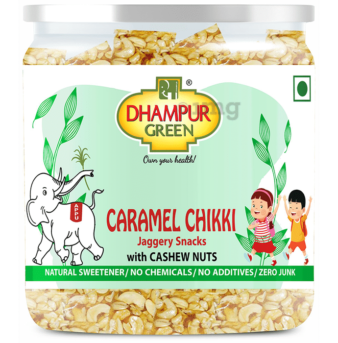 Dhampur Green Caramel Cashew Nuts Brittles Kaju Chikki