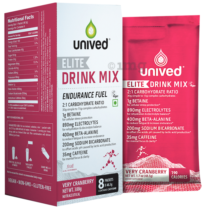 Unived Elite Drink Mix Sachet (48.5gm Each) Very Cranberry