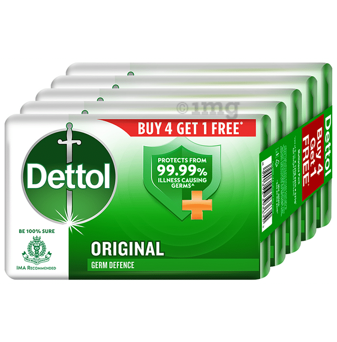 Dettol Original Bathing Soap Bar 125gm Each (Buy 4 Get 1 Free)
