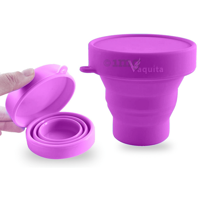 Vaquita Collapsible Silicone Foldable Sterilizing Container Cup for Menstrual Cup Pink