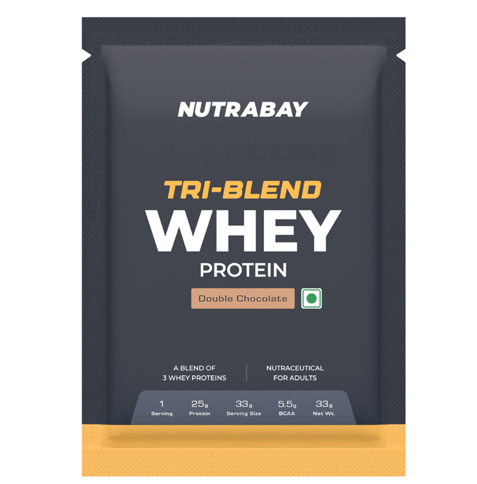 Nutrabay Gold Tri-Blend Whey Protein for Muscle Recovery & Immunity | No Added Sugar | Flavour Double Chocolate