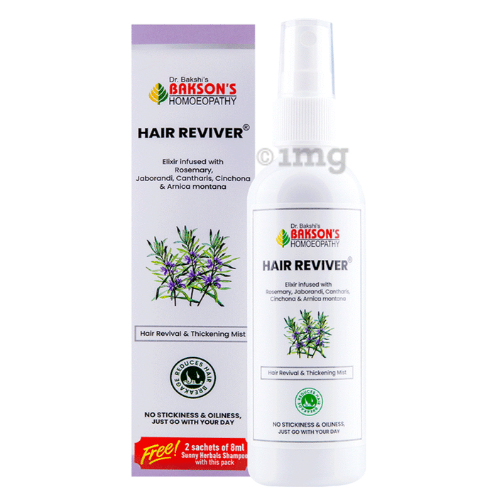Bakson's Homeopathy Hair Reviver Liquid with 2 Sachet of 8ml Shampoo Free