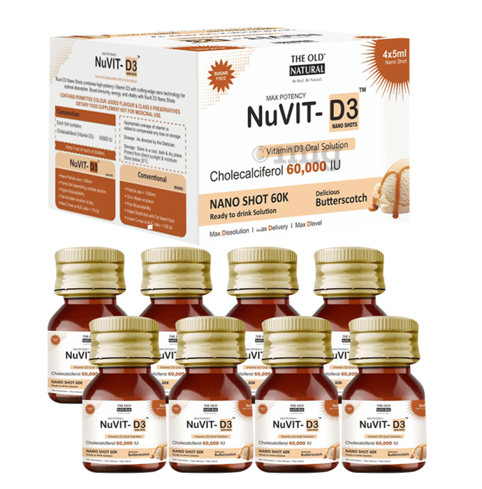 The Old Natural Max Potency Nuvit-D3 Nano Shots (4x5ml Each) Delicious Butterscotch