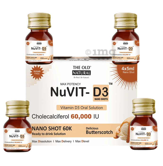 The Old Natural Max Potency Nuvit-D3 Nano Shots (4x5ml Each) Delicious Butterscotch