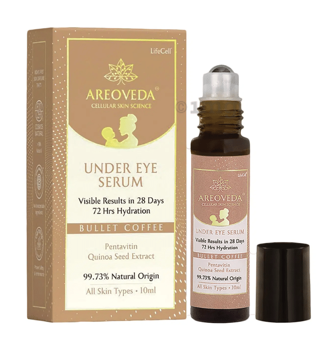 Areoveda Bullet Coffee Roll-On Under Eye Serum with Quinoa Seed Extract (10ml Each) for All Skin Types