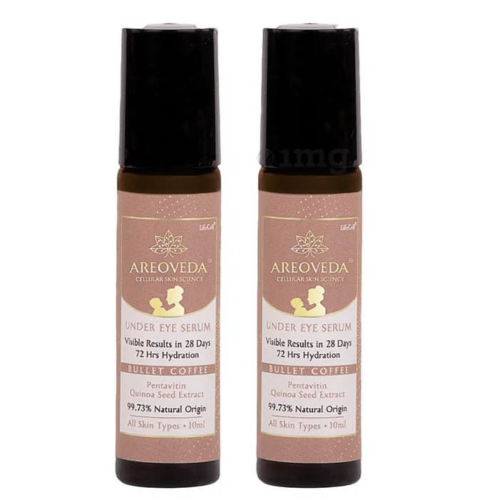Areoveda Bullet Coffee Roll-On Under Eye Serum with Quinoa Seed Extract (10ml Each) for All Skin Types