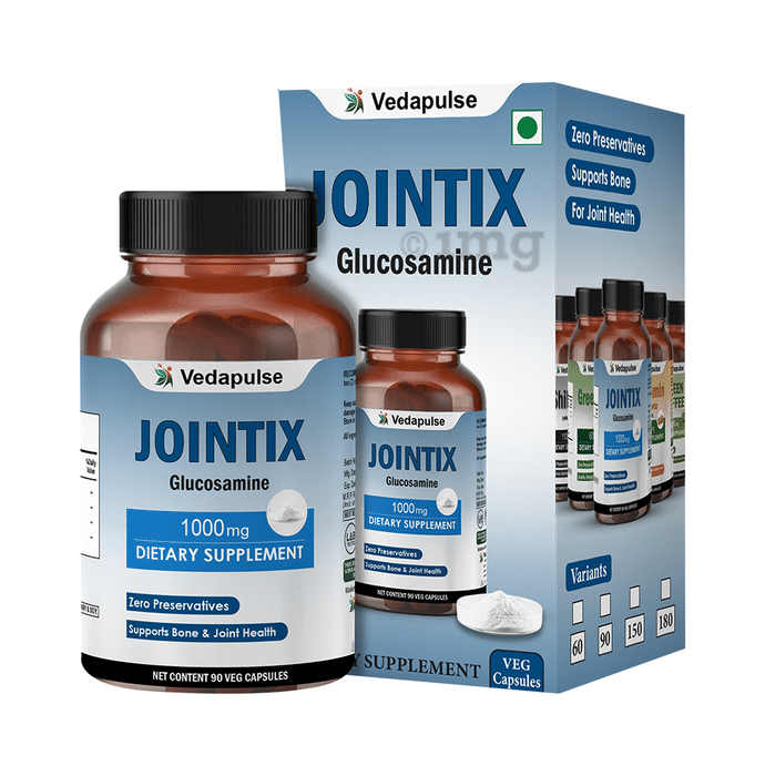 Vedapulse Jointix Glucosamine with Chondroitin Sulphate 1000mg Veg Capsule-Bone & Joint Wellness Formula