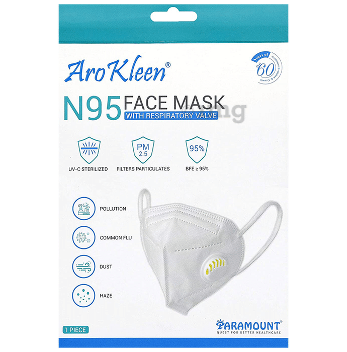 Arokleen N95 Face Mask with Respiratory Valve White